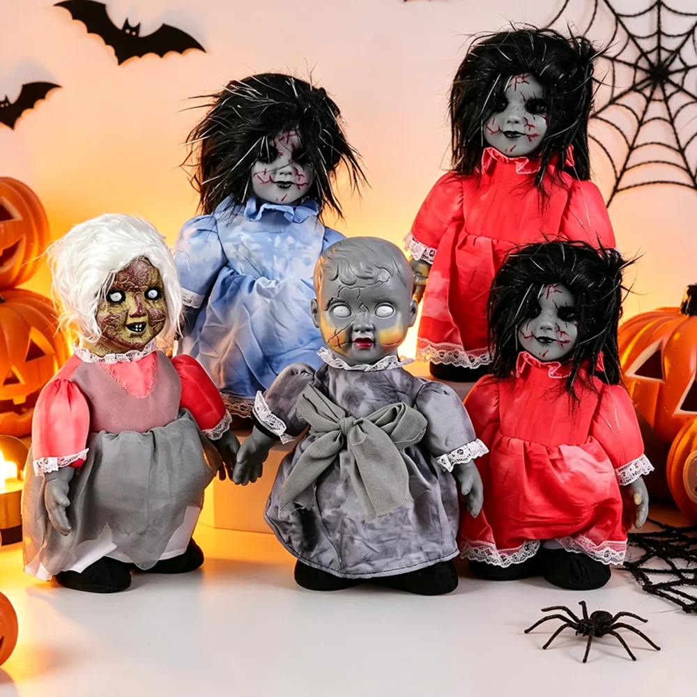 2026 Scary Walking Ghost Doll Electric Halloween Toy Voice Control Light Up Creepy Prop Haunted House Bar KTV Party Supply