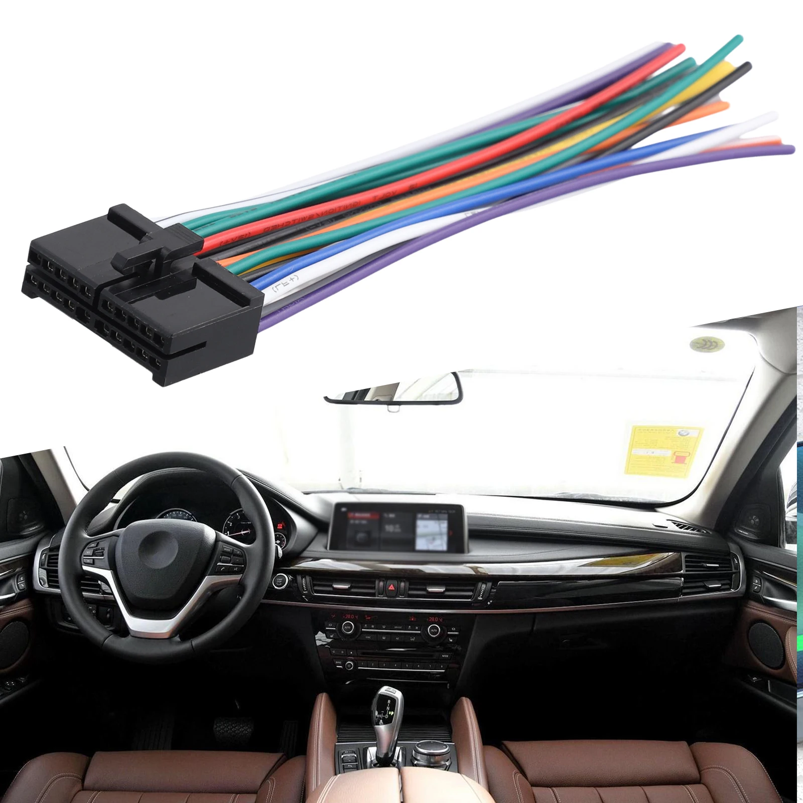 

1PC ABS Car Radio Wiring Harness 20 Pin Audio Cable Adapter CD DVD Connection Cable T-shaped-Plug Power Cord Modified Parts