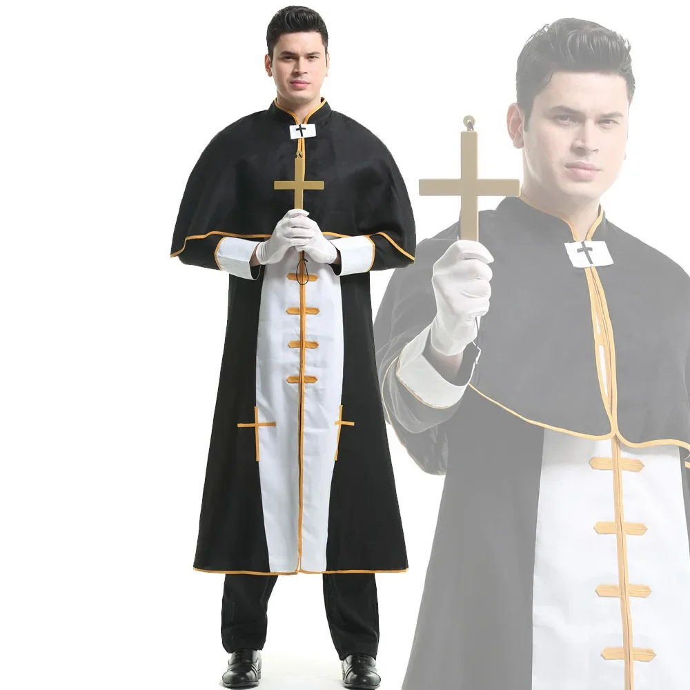 

Cosplay Priest Black Robe Party Dress Men's Halloween Costume Cosplay