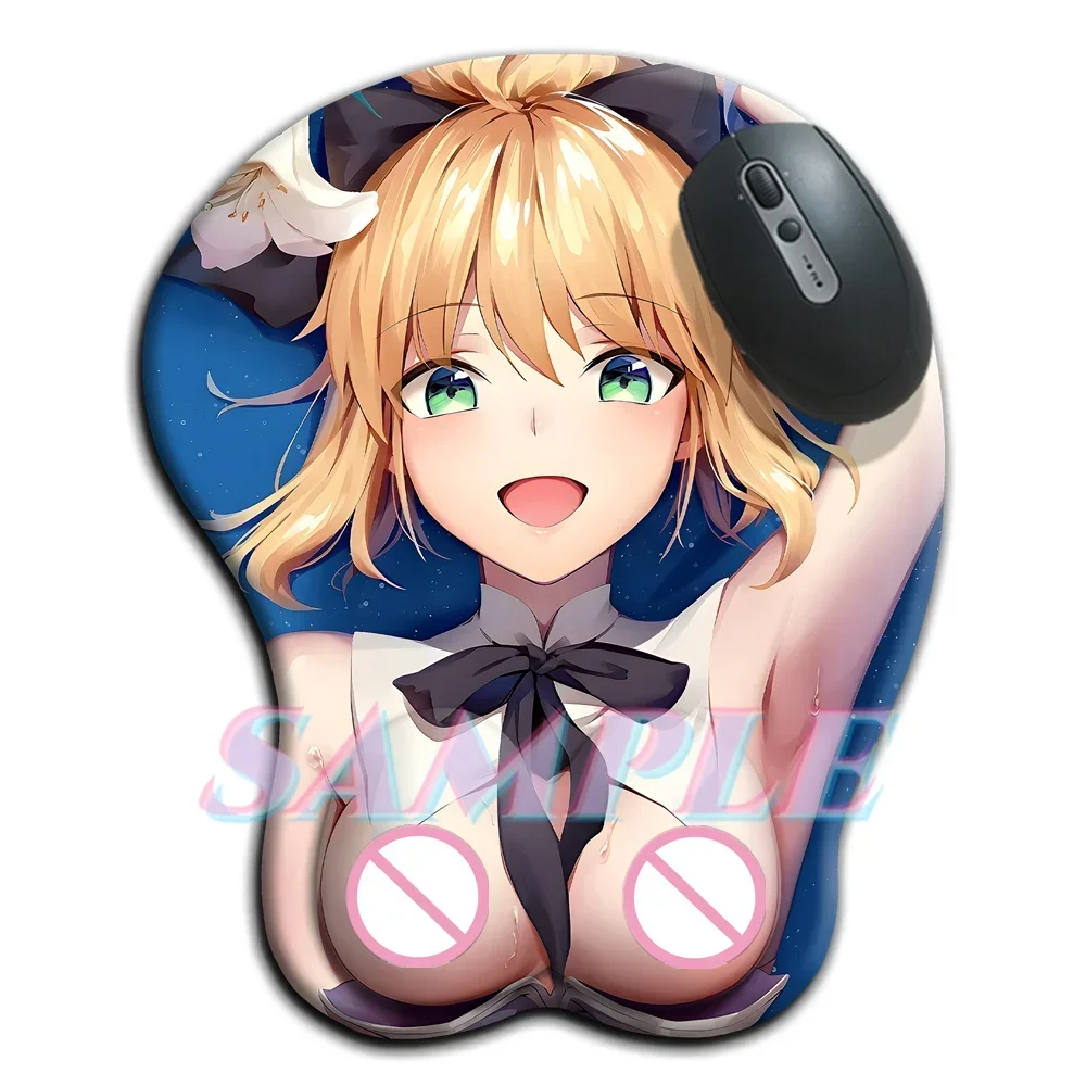 Fate Saber King Arthur Small Oppai with 3D Nipple Mouse Pad Anime Sexy Boobs 2way Mousepad with Wrist Rest Kawaii Loli Desk Mat