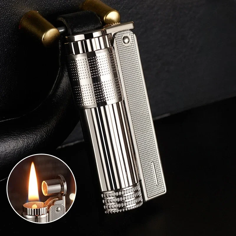 Vintage Metal Kerosene Lighter Vintage Windproof Grinding Wheel Ignition, Refillable, Collectible Gifts for Men - Image 4
