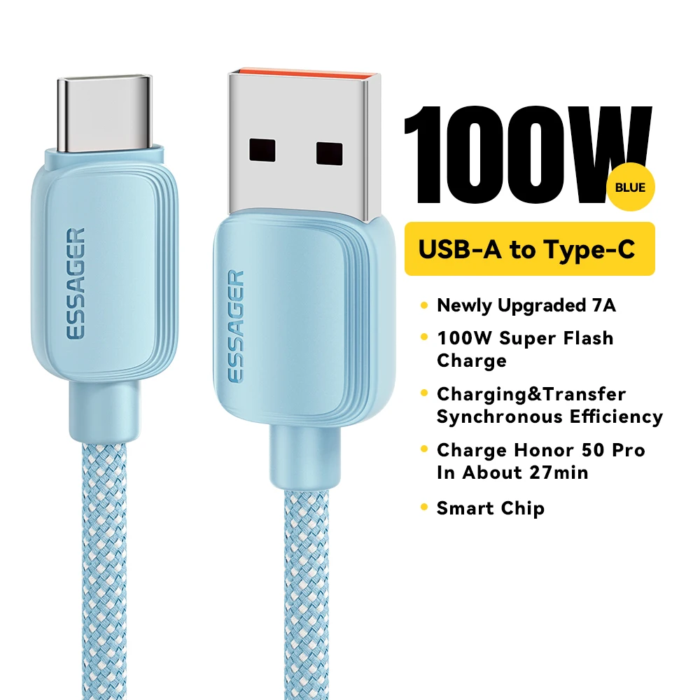 Essager 7A USB Typ C Kabel Für Huawei Honor 100 W/88 W Schnelle Lade Ladegerät USB C Datenkabel Kabel Für Oneplus Samsung Xiaomi 3M
