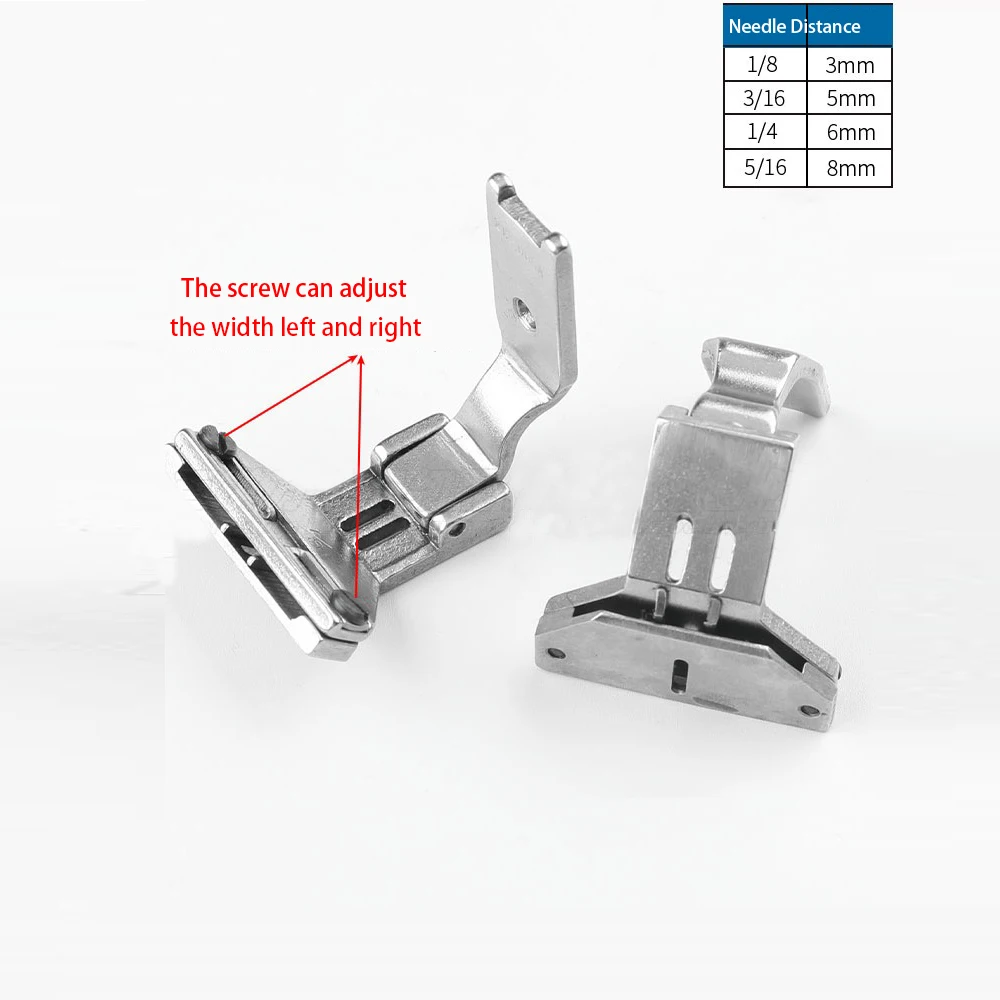 Adjustable Tape Guide Presser Foot Fit JUKI 515 Brother 842 845 Twin Needle Sewing Machine For Attach Laces / Elastic / Tape