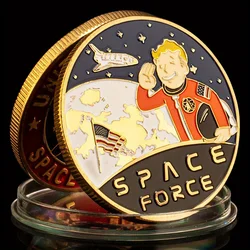 1 pcs United states space force golden plated commemorative coin challenge coin