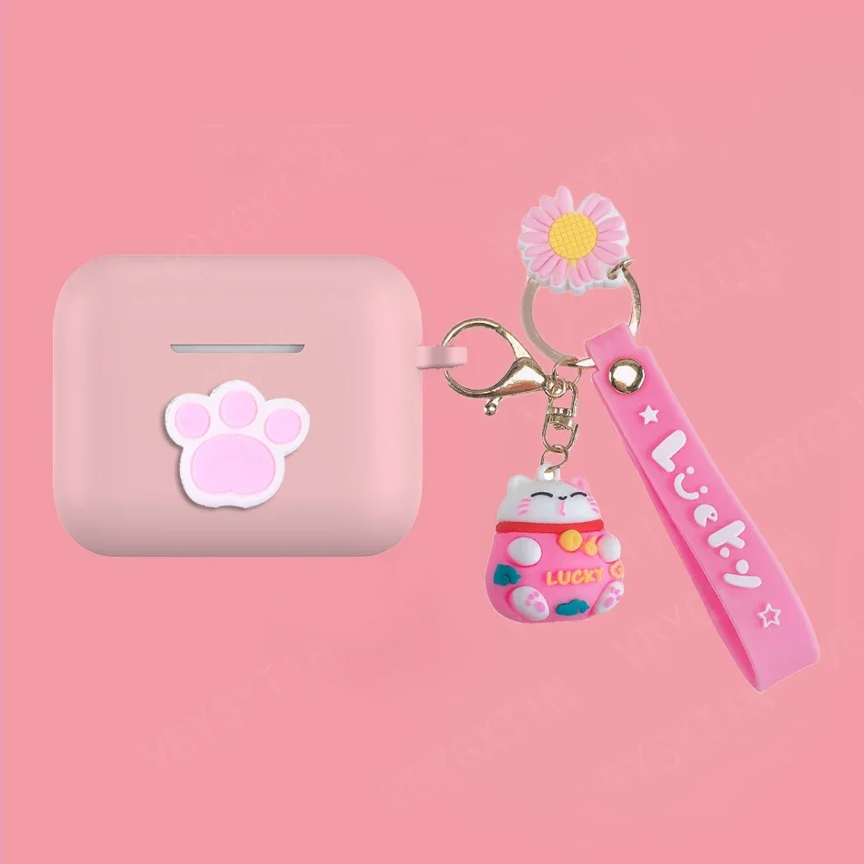 For SONY LinkBuds S Case Cartoon Astronaut / Cute Cat / Dog / Panda Silicone Earphones Cover with Keychain case fundas