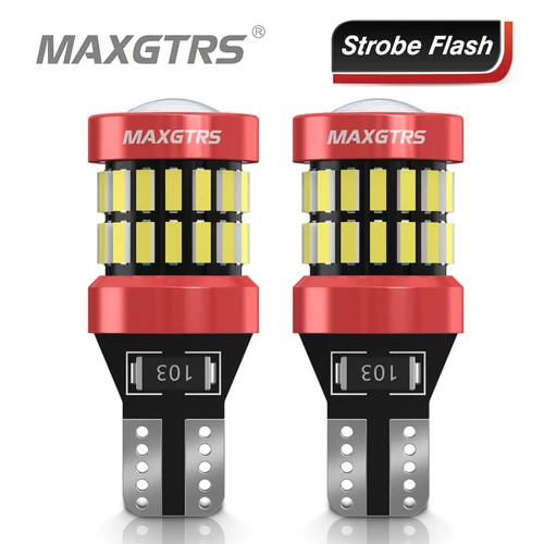Bombilla de luz de marcha atrás para coche, lámpara de señal de giro Canbus de respaldo, Flash estroboscópico T15 W16W 921 912 LED 4014 + 3030 6000K, blanco, rojo, amarillo, 2 uds.