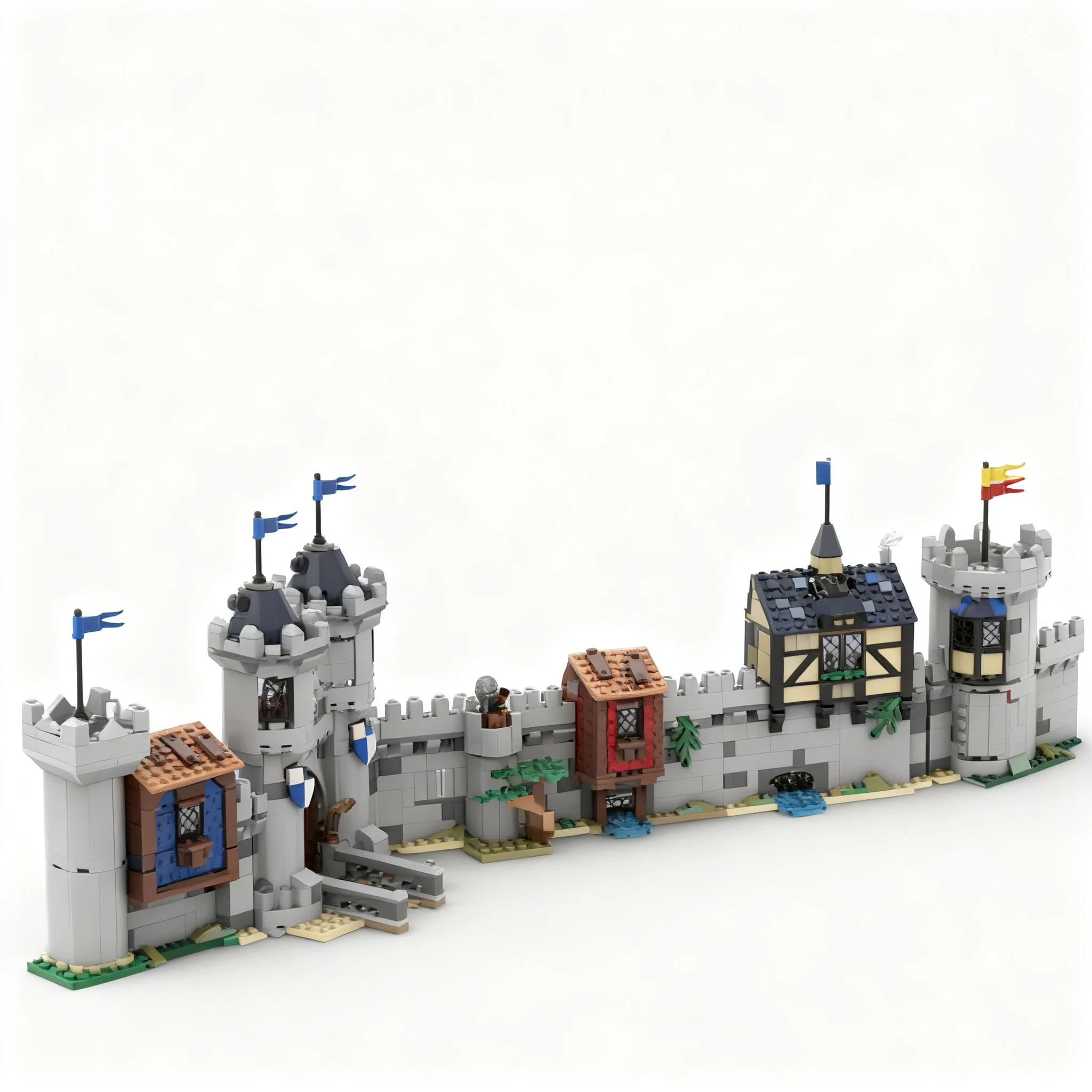 1327 деталей MOC - Модель замка Крествуд с конными рыцарями, перестраиваемые строительные блоки, рождественские подарки, игрушка, строительное искусство, 3D