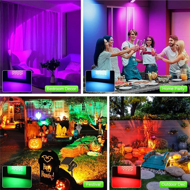 B84B-2 Pack 100W RGB LED projecteurs IP66 étanche couleur changeante projecteur avec télécommande pour fête, Halloween