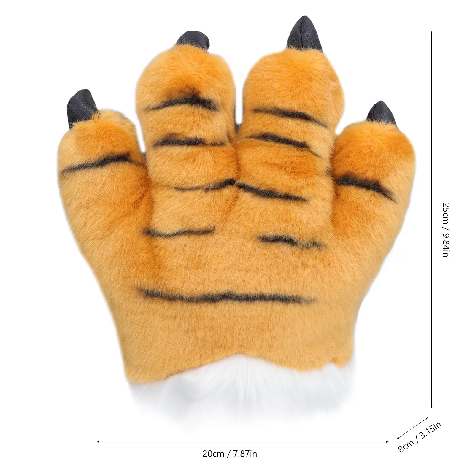 Simulation Animal Claw Gloves Cute Tiger Claw Plush Gloves Werewolf Costume Gloves Halloween Party Performanc