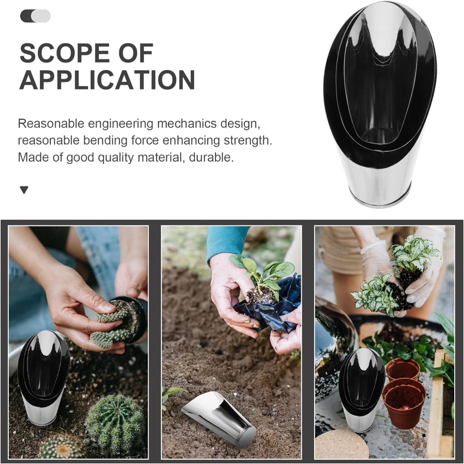 Must-have Durable Reliable High Performance Small Stainless Steel Gardening Soil Shovel Cups - Versatile Tools for Experienced G