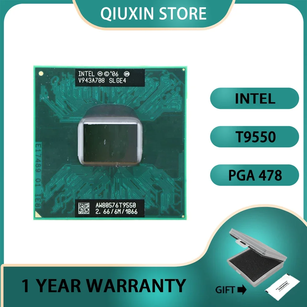 CPU 6M Cache/2.66GHz/1066/Dual-Core GM45/PM45 Dual-Core Dual-Thread Lntel CPU Laptop Core 2 Duo T9550 CPU Processor 35W Socket P