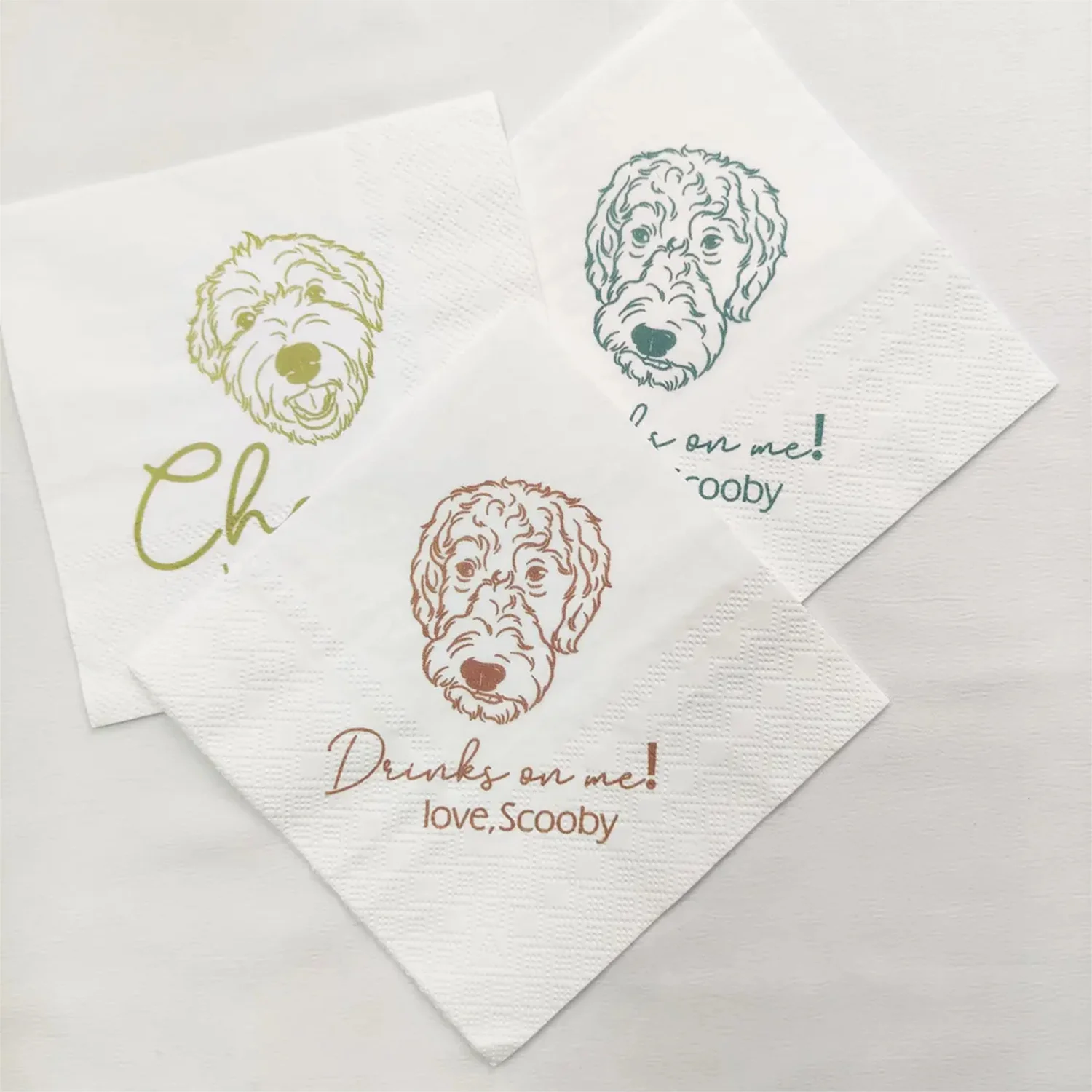 50 PCS Custom Illustrated Cat Napkins For Wedding, Dog Wedding Cocktail Napkins, Custom Pet Portraits, Personalized Pet Napkins,