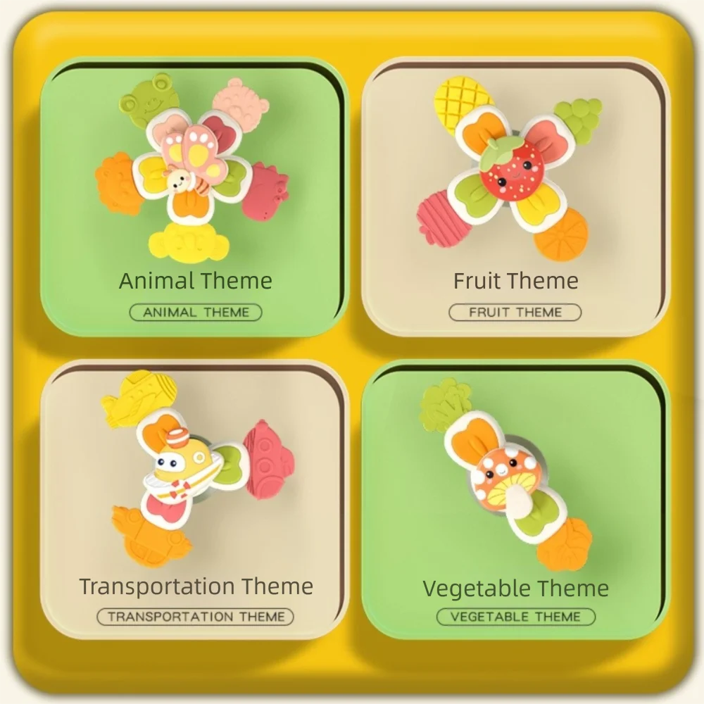 

4 шт., креативная милая мультяшная вращающаяся игрушка, интересная с присоской, волчок на палец, портативная игрушка для купания, детская игрушка