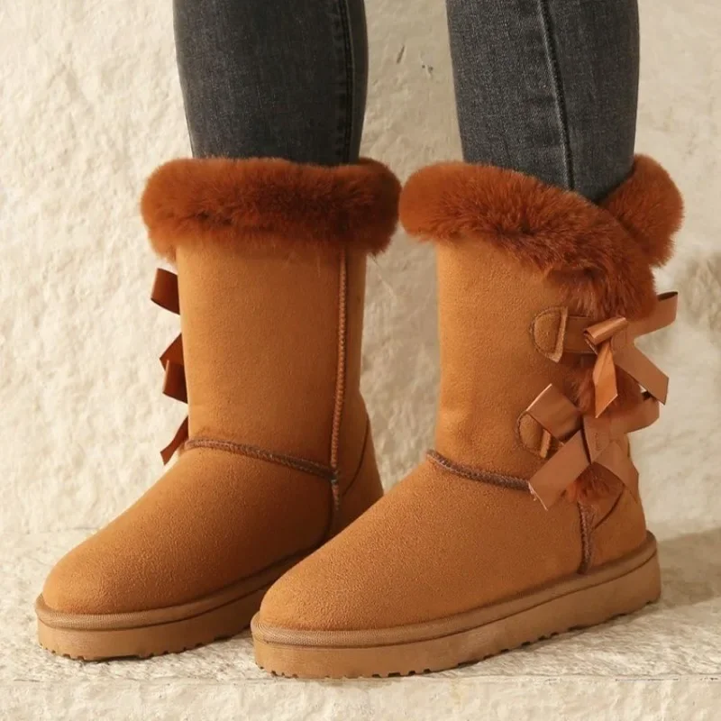 

Women's Snow Boots 2024 Mid-Calf Women's Boots Fashion Round Toe Daily Boots Women Hot Sale Short Plush Solid Winter Boot Botas