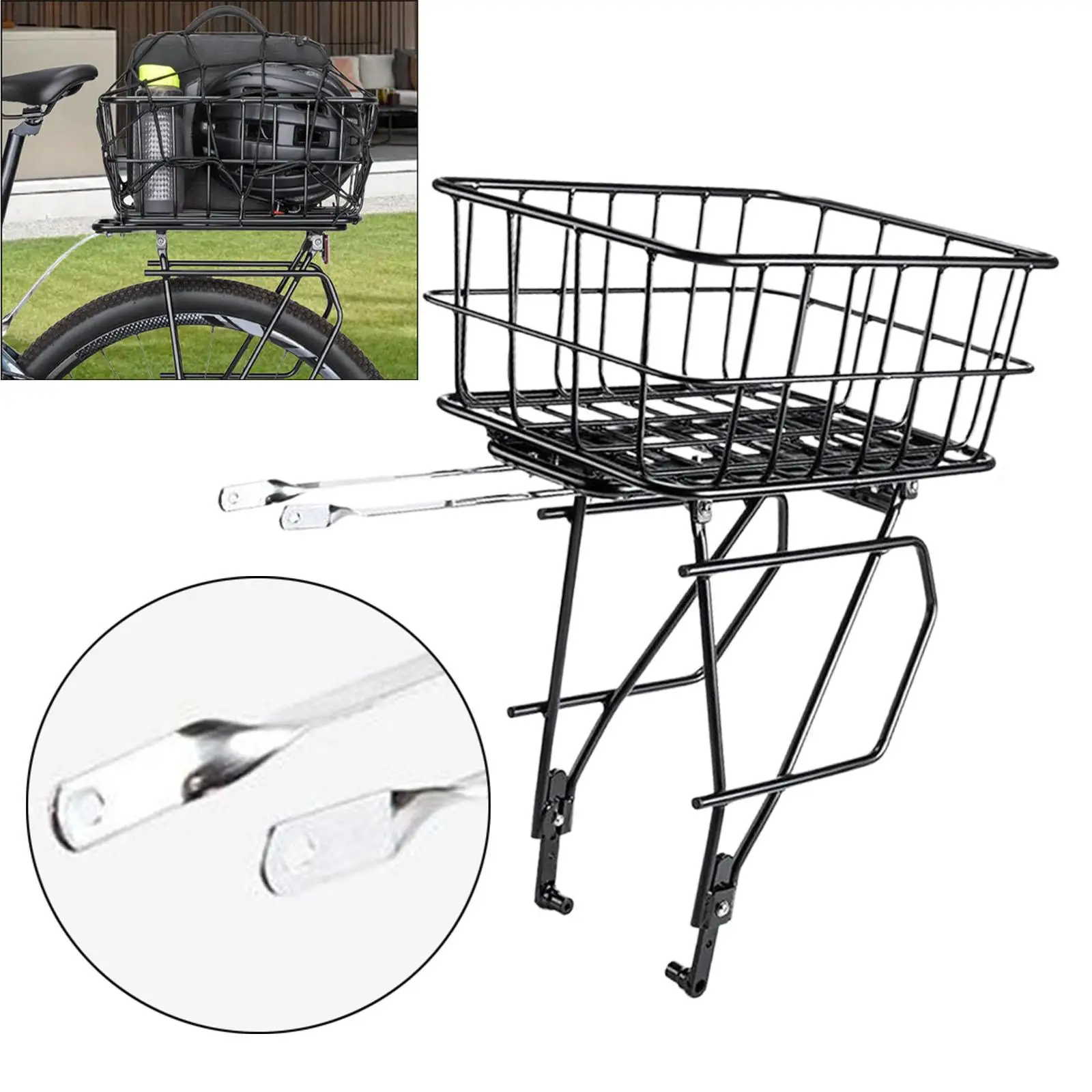 Rear Rack Bike Basket Storage Basket Carrier Bicycle Cargo Bag for Shopping Outdoor