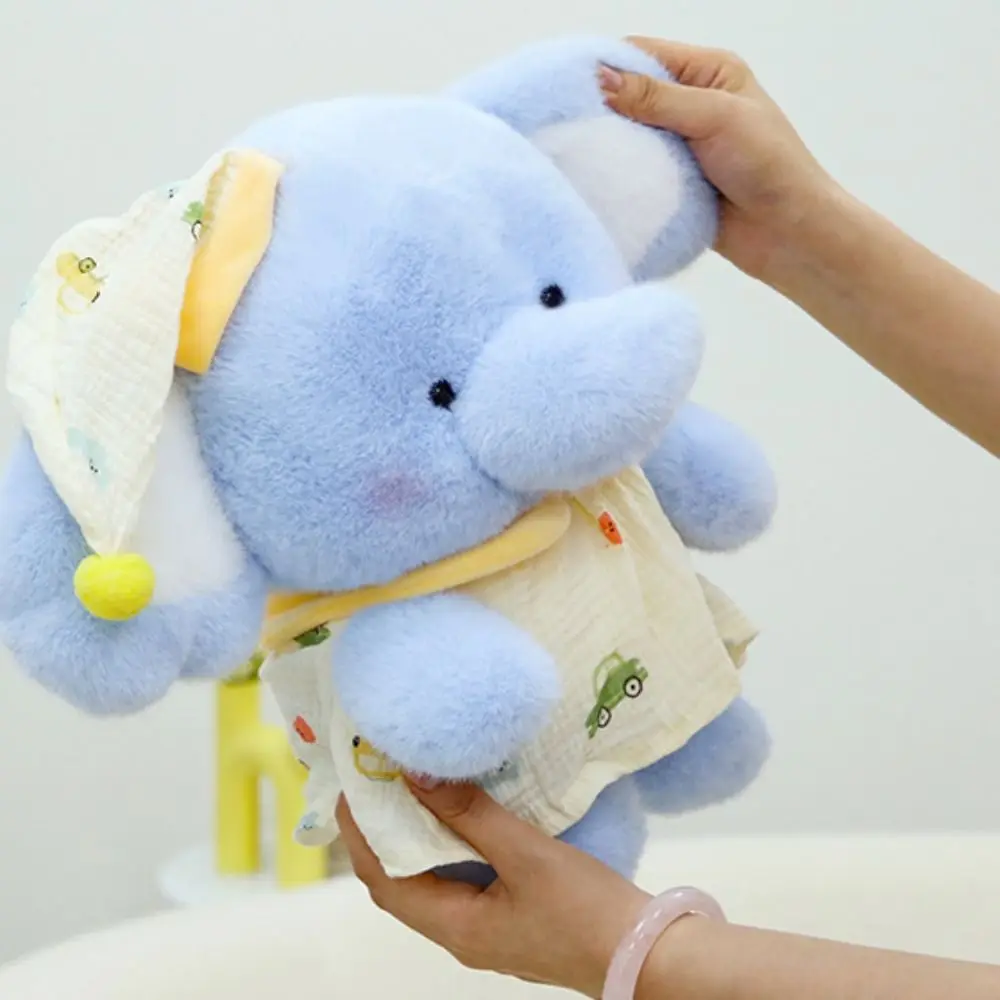 PP Cotton Elephant Plush Toy Soft Interactive Elephant Wearing Plush Doll Fluffy Handmade Huggable Animal Plush Toy Home Decor