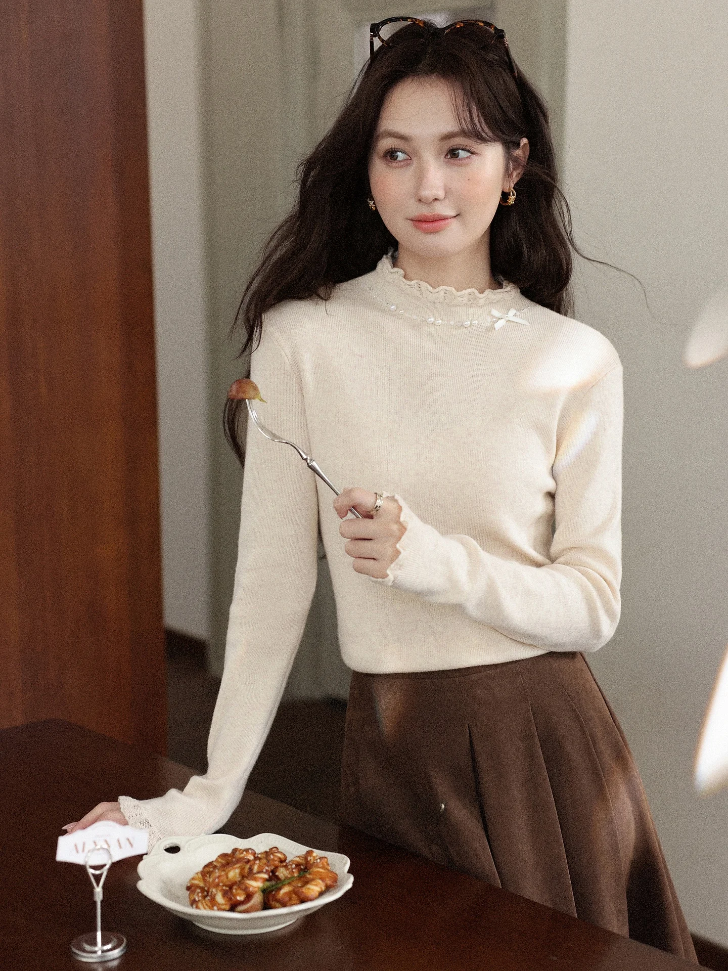 

Ele Oaeal f High Ne T-irt Women's Winter Base Layer Slim Fit round Ne Long Sve Casual Sle Pure Color Top