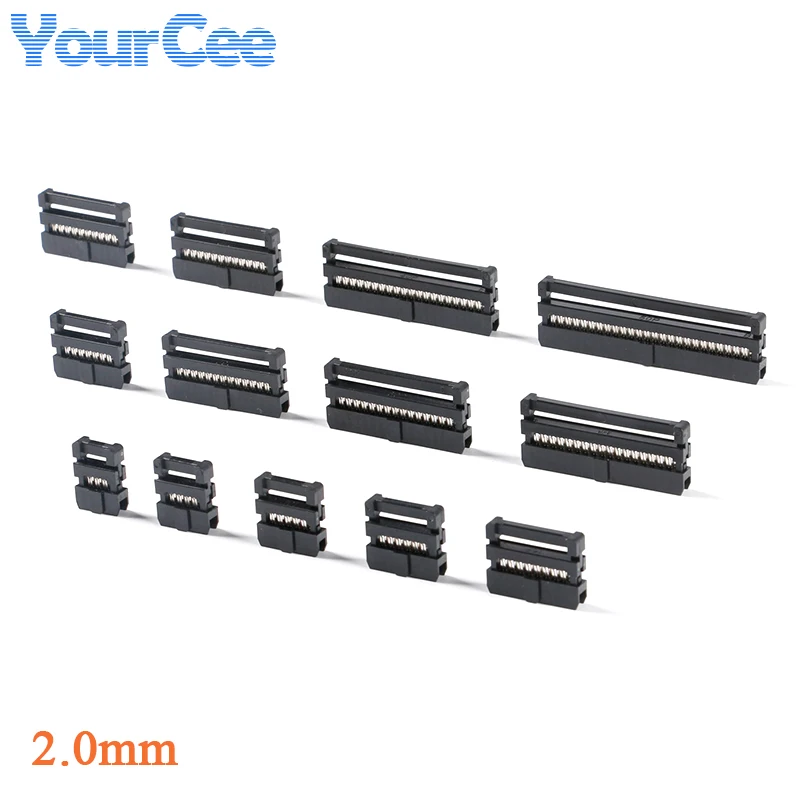 10PCS 1,27 MM 2,0 MM pitch FC-6/8/10/12/16/20/24/26/30/34/40/50 PIN Weibliche Header IDC Buchse Stecker für 0,635/0,1 MM Flache kabel