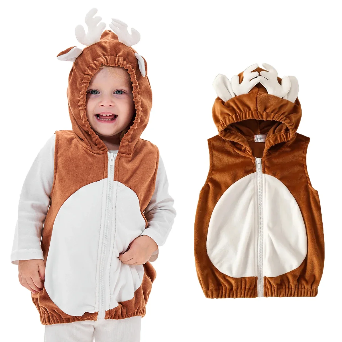 

Umorden Unisex Baby Infant Toddler Christmas Deer Reindeer Costume Hoodie Vest Zipper 18-24M 2-3T Halloween Purim Fantasia