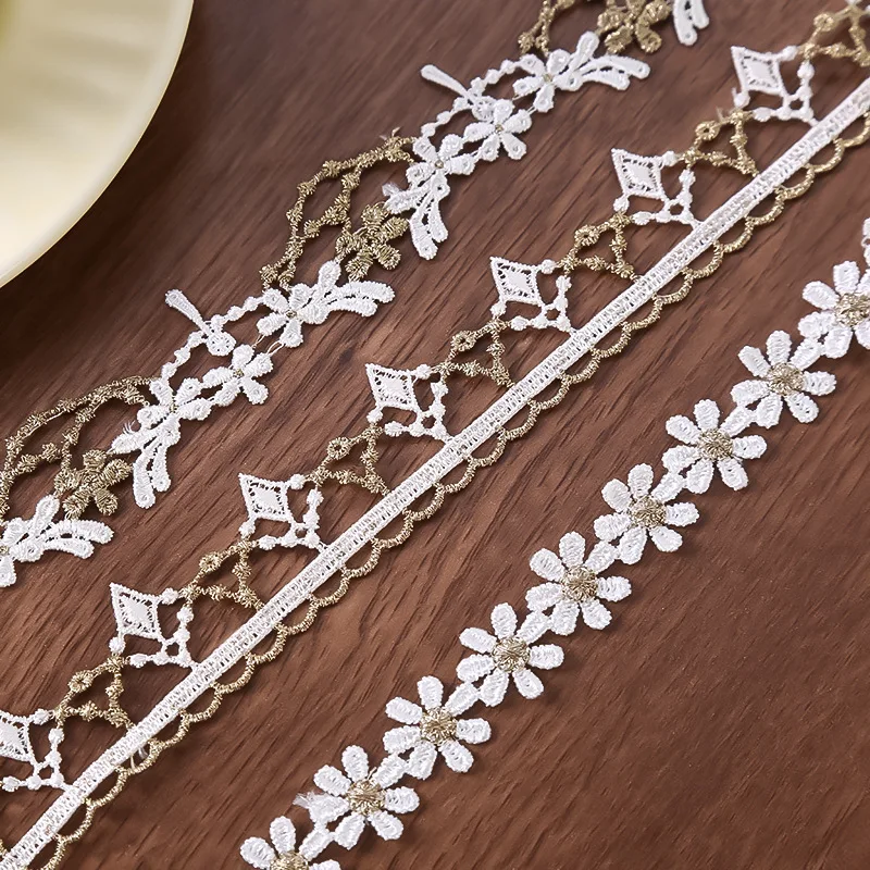 

30 ярдов кружево белый золотой кружевной край Lolite одежда детская одежда материал DIY кружевная лента отделка украшения аксессуары