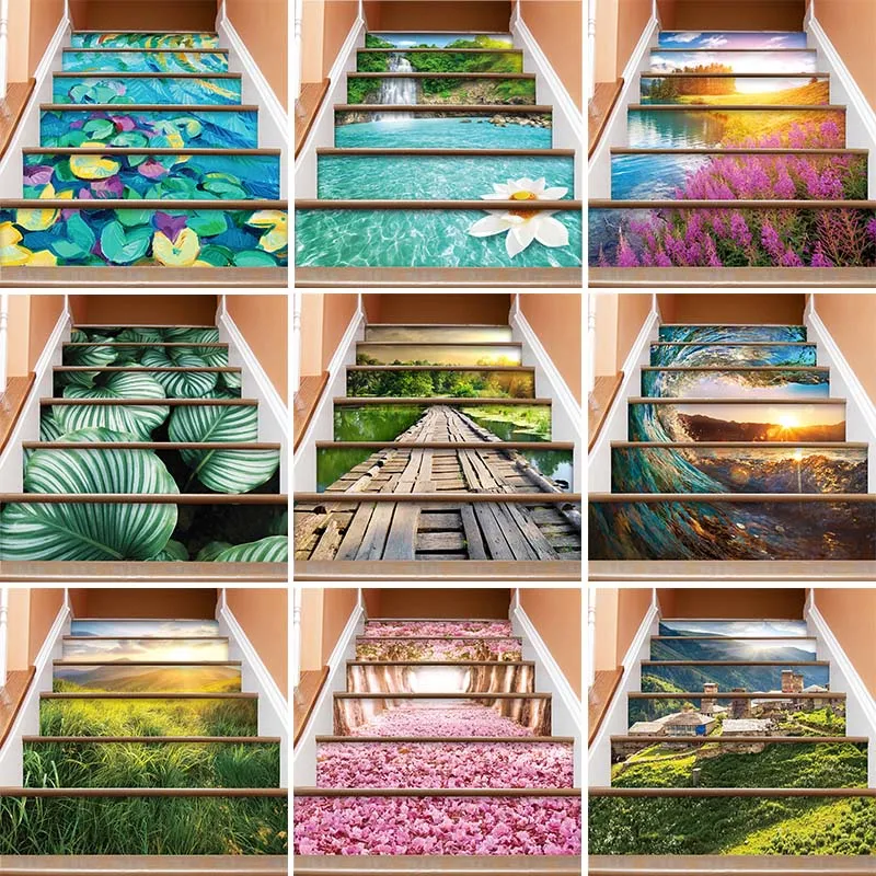 

3D Simulated PVC Waterproof Fashion Creative Steps Landscape Scenery Staircase Stickers Decoration Home Decoration Self-adhesive