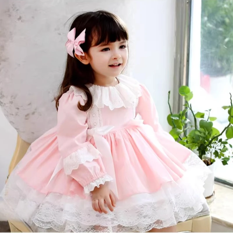 Kids Clothes Girls Long Sleeve  Lolita Princess Dress Baby Kids Gown Pageant Formal Party Attire Birthday Celebration Outfit