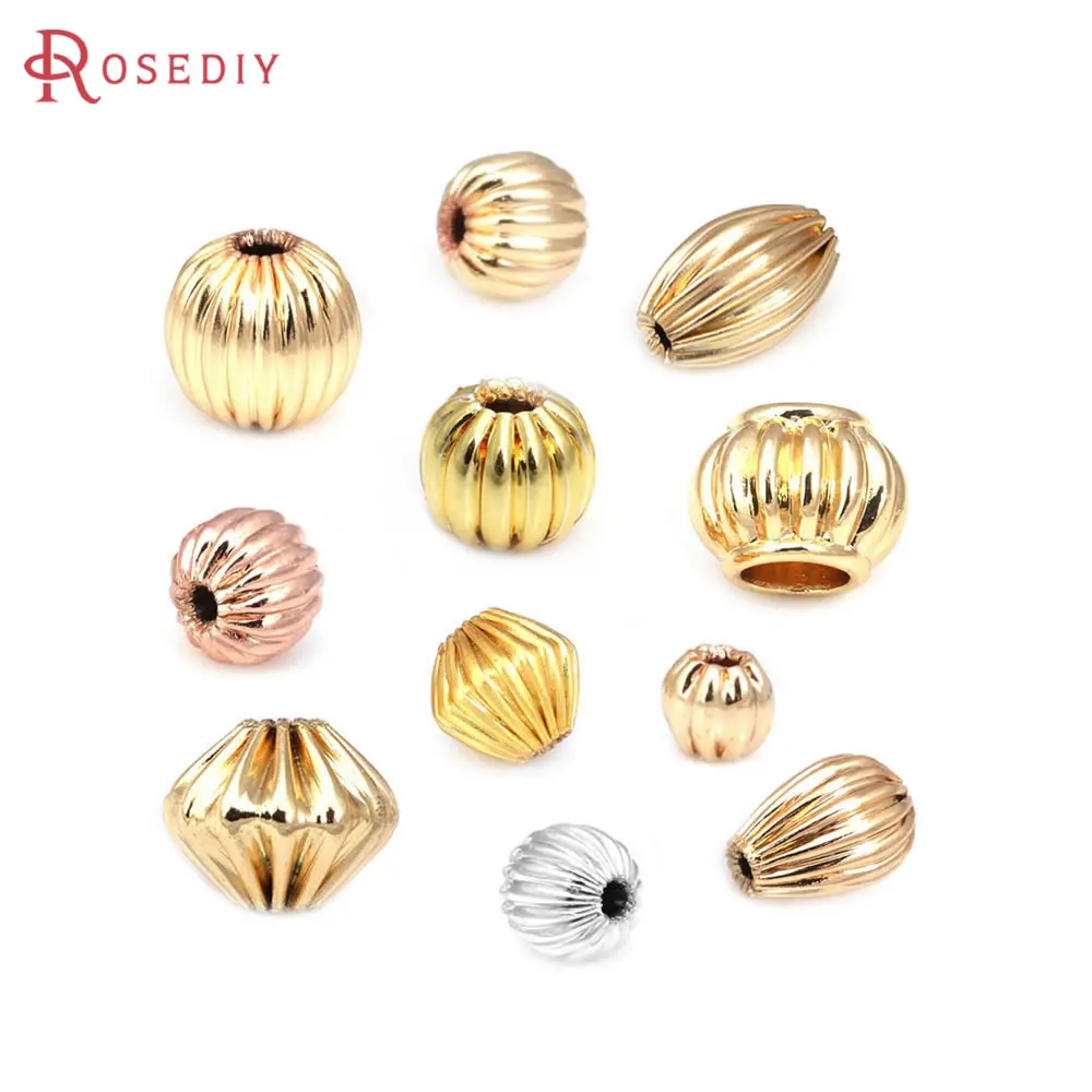 3MM 4MM 5MM 6MM 8MM 18K Gold Color Brass Round Pumpkin Spacer Beads Bracelets Beads Diy Jewelry Making Bracelets Accessories