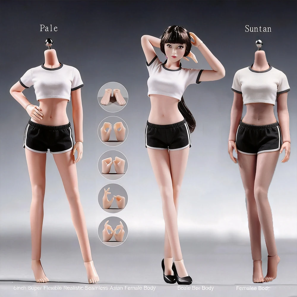 

ANT T305 1/12 Super-Flexible Seamless Body Detachable Feet Pale/Suntan Skin Heigh 14.5cm Female Soldier Action Figure Dolls Toy