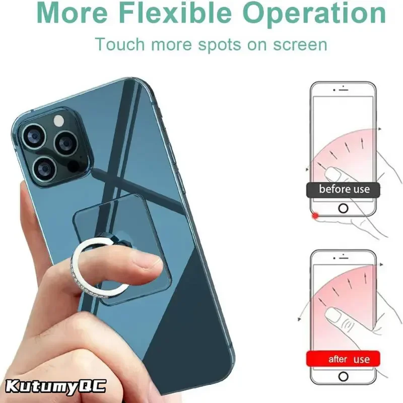 360 °   Suporte giratório do anel do telefone brilhante do diamante - suporte transparente do aperto do dedo para todos os smartphones 2025