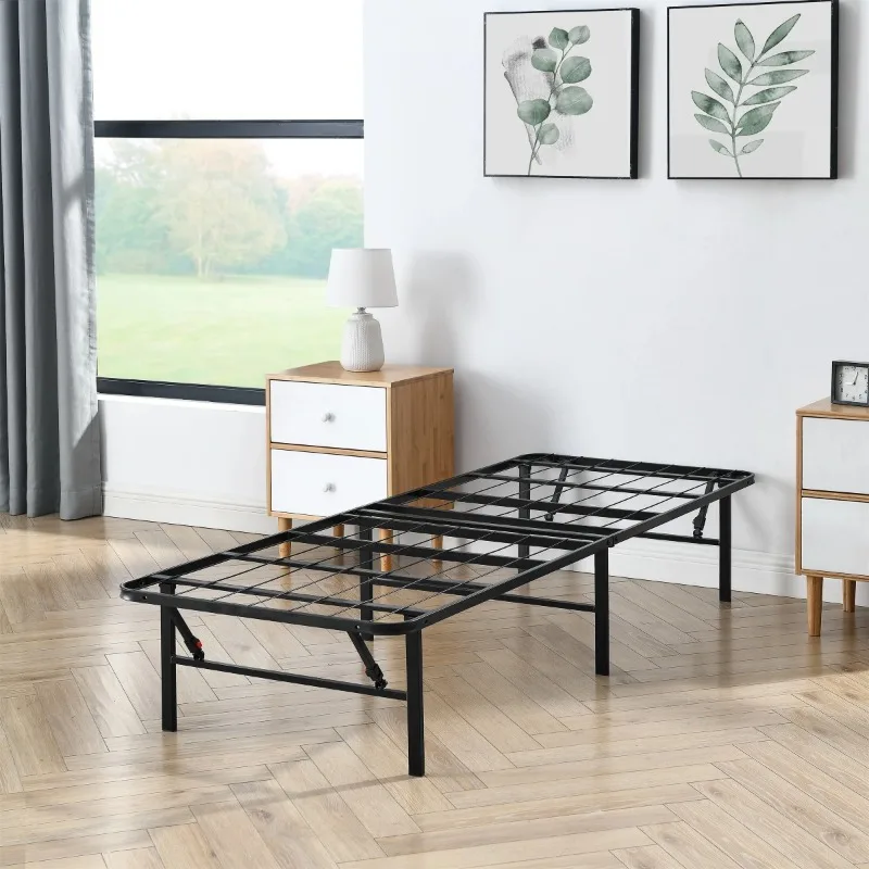 

Mainstays 14" High Profile Foldable Steel Twin Platform Bed Frame, Black