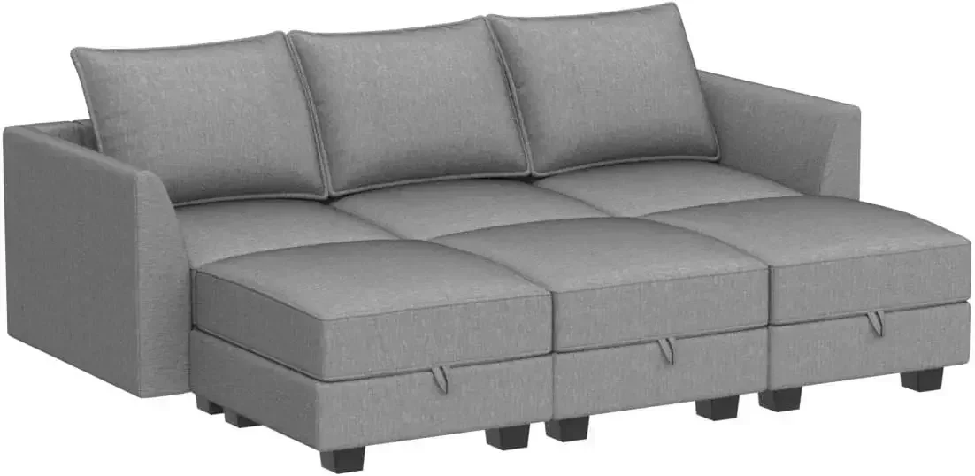 

Modular Sectional Sleeper Sofa with Storage 6 Piece Modular Sectional Couch Reversible Sleeper Sectional Couch Grey