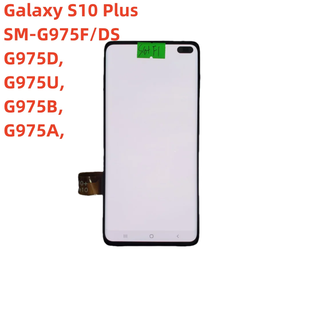 Подходит для Galaxy S10 Plus, подержанный дефектный экран S10 + SM-G975F G975D G975U, оригинальный сенсорный экран с компонентом рамки