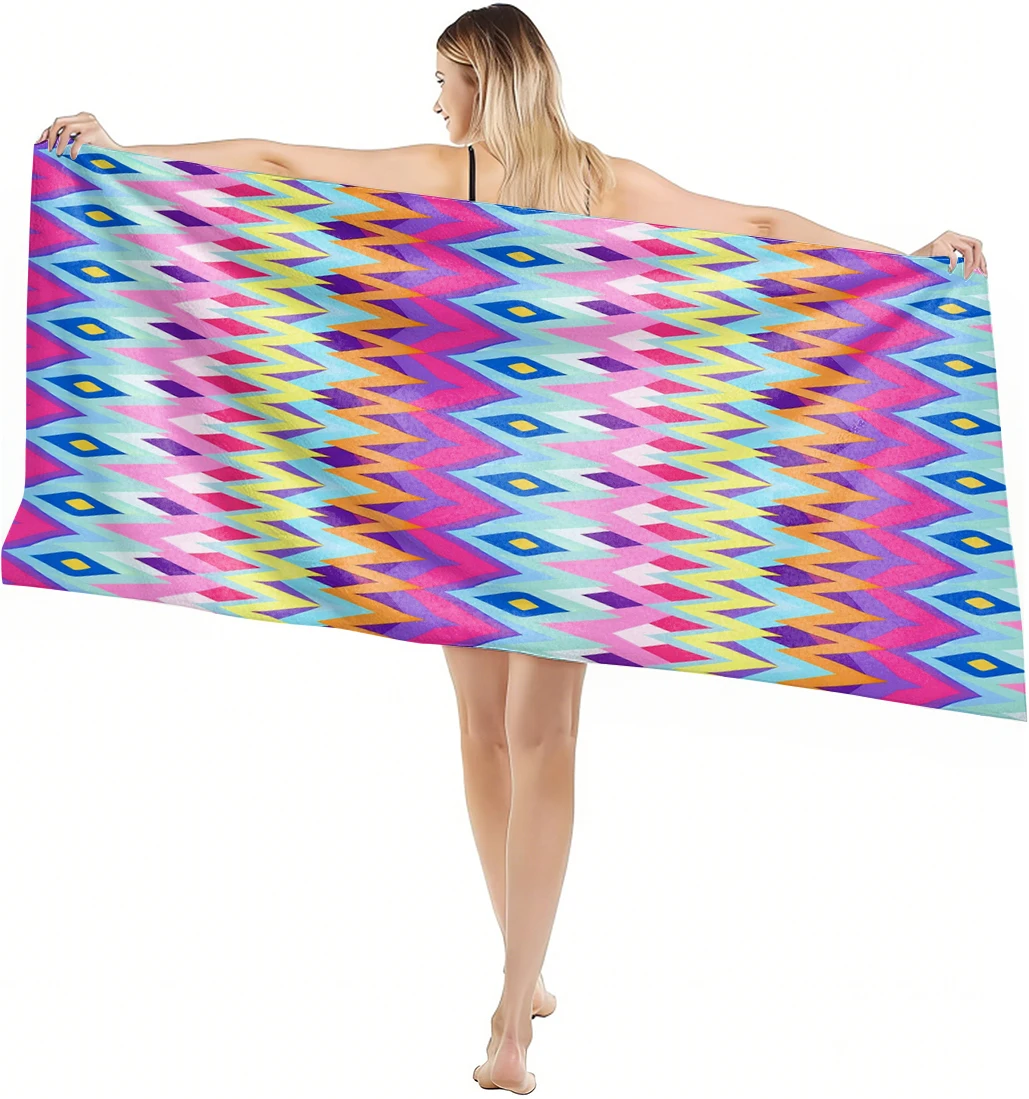 1PC Beach Towel Corlorful Diamond pattern Perfect gifts Birthday gift Quick-Dry Towel For Bath Yoga Tourism Camping Swimming