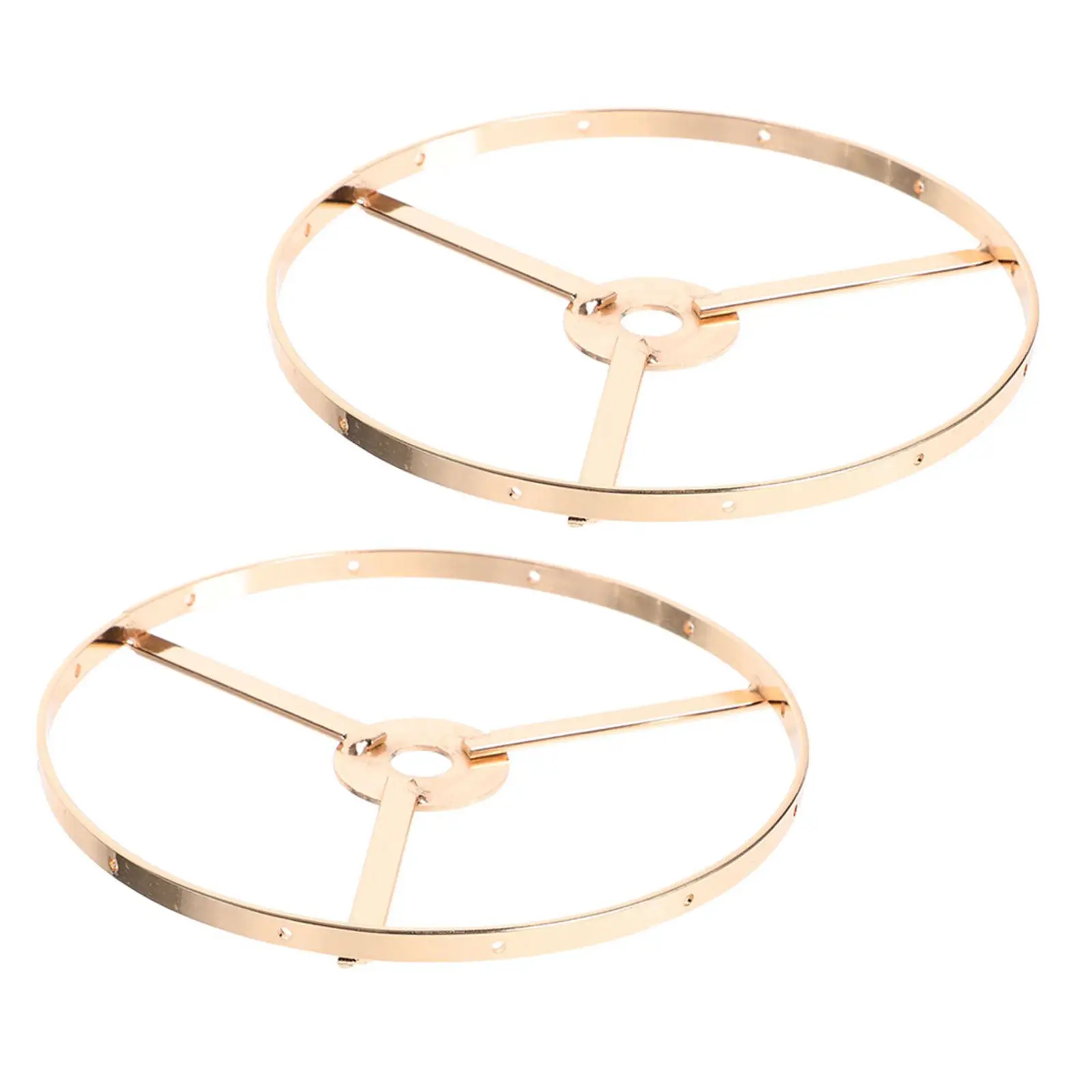 2Pcs Lampshade Frame Iron Ring Sturdy E27 Round Wire Center Hole Large Diameter Drum Ring for Table Floor Pendant Lamps Lighting
