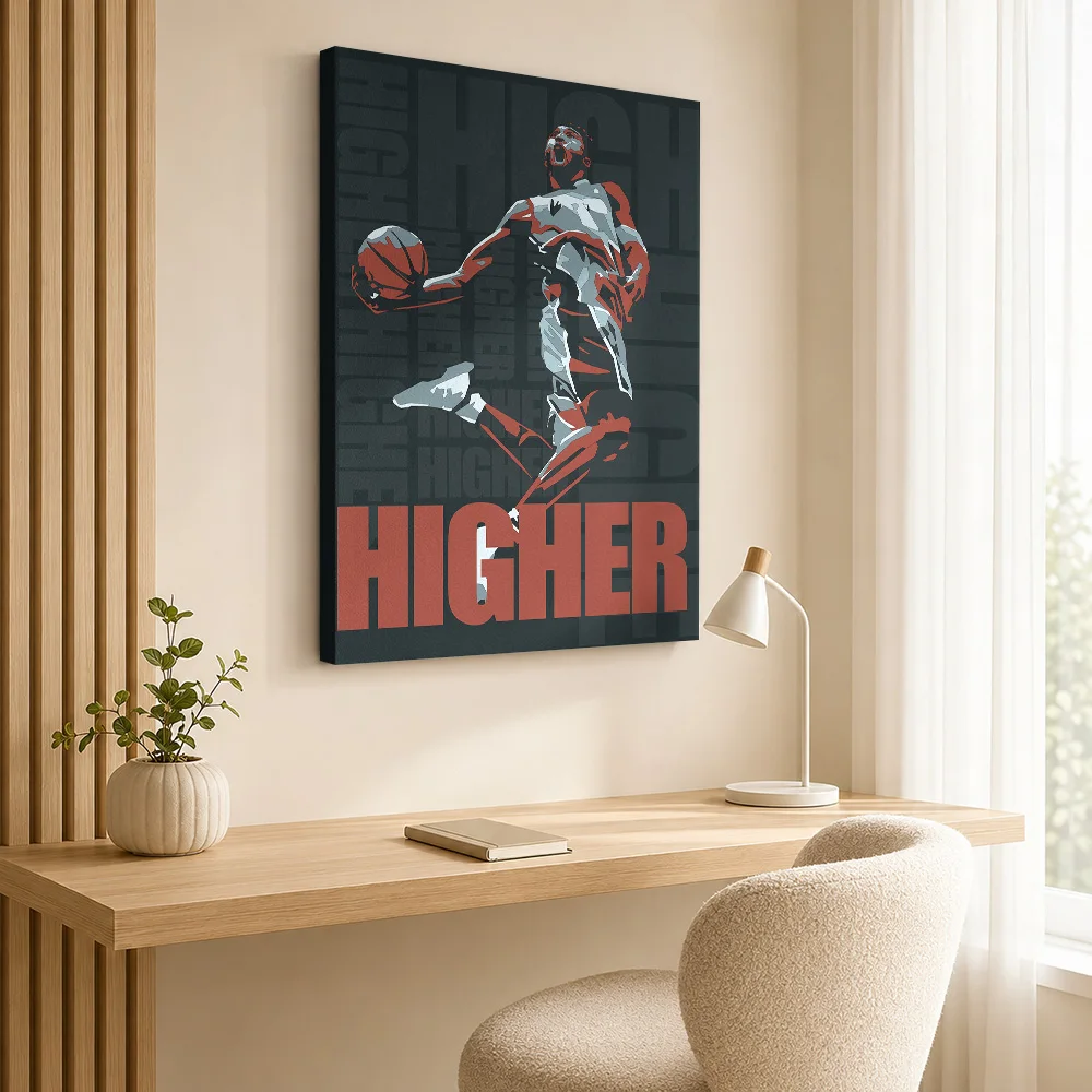 Basketball Player Vintage Silhouette Framed Canvas Poster Customized Sports Portrait Wall Paintings Decoration for Bedroom Gym