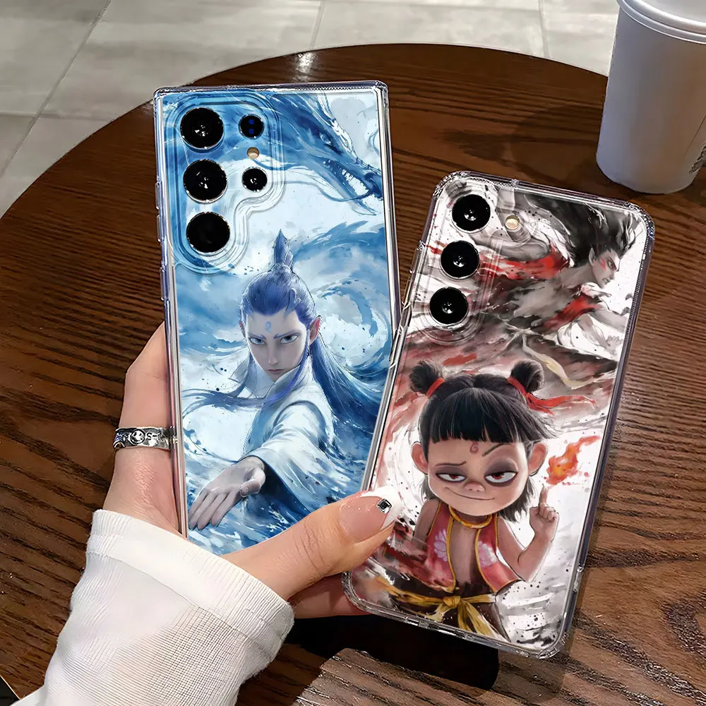 Nezha Telefon Fall Für Samsung S25 Ultra Funda Galaxy S24 Plus S23 S22 S21 S20 FE Transparent Stoßfest Weiche Silikon Abdeckung coque