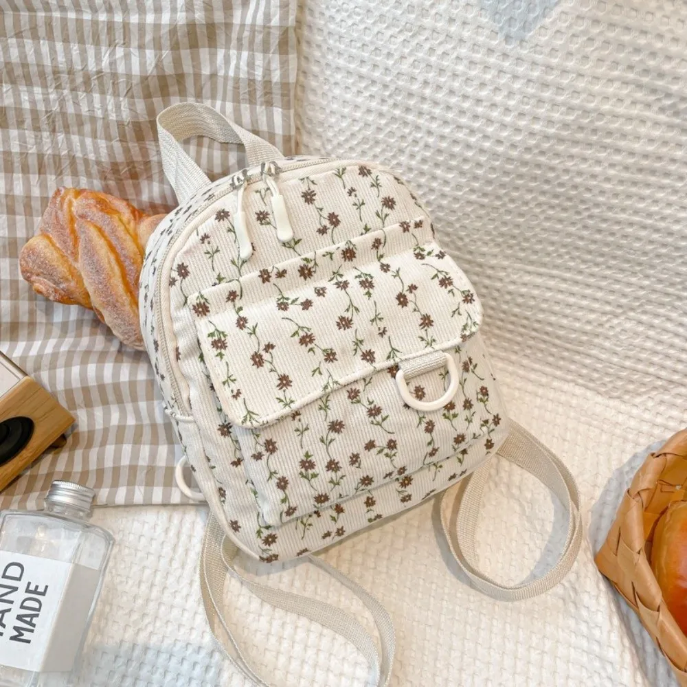 

Модный мини-рюкзак для путешествий с регулируемым плечевым ремнем, с цветочным узором, маленький рюкзак из вельвета для студентов, школьный ранец