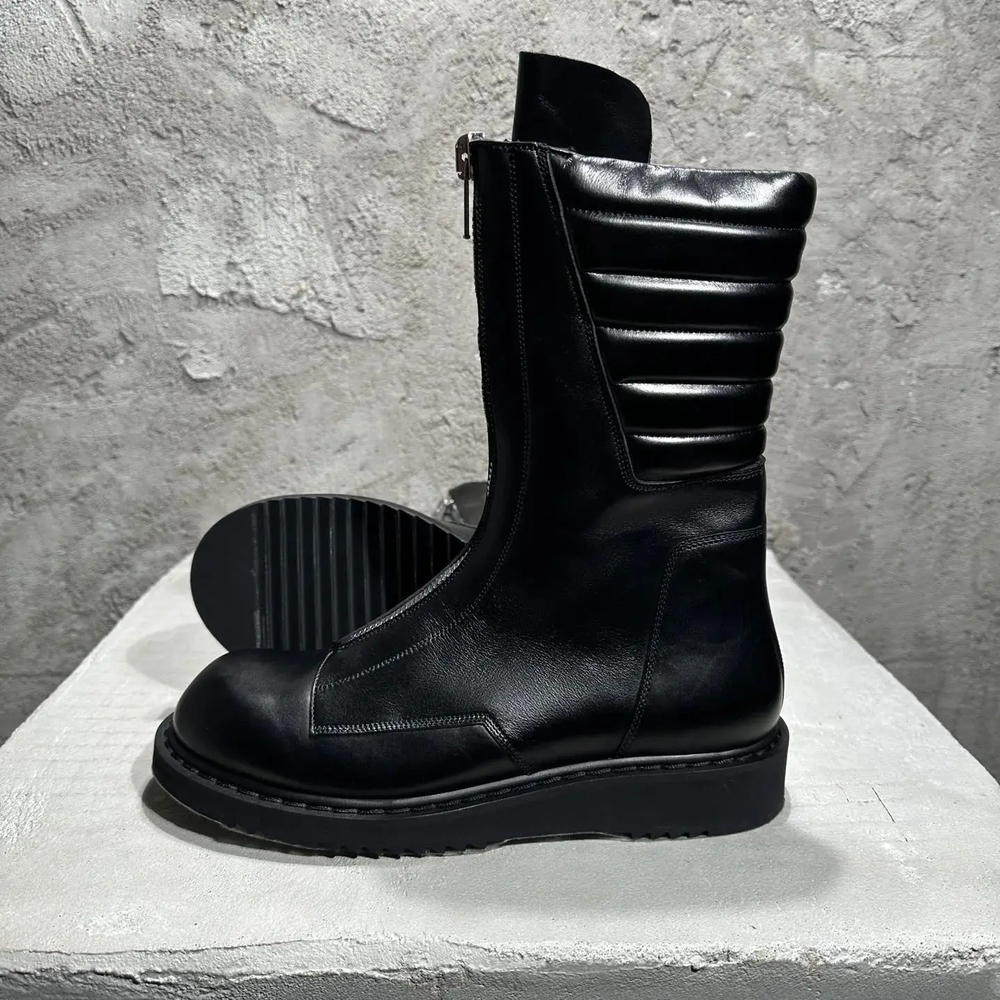 

Handmade High Top Real Leather Marting Boots Retro Flat Zipper Rock Genuine Designer Botas