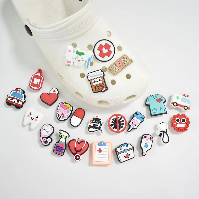 PVC Shoe Charms for Doctor Shoe Accessories Nurse Shoe Decoration Shoe Buckles for Clogs Sandals Clog X-mas Gifts Buckle