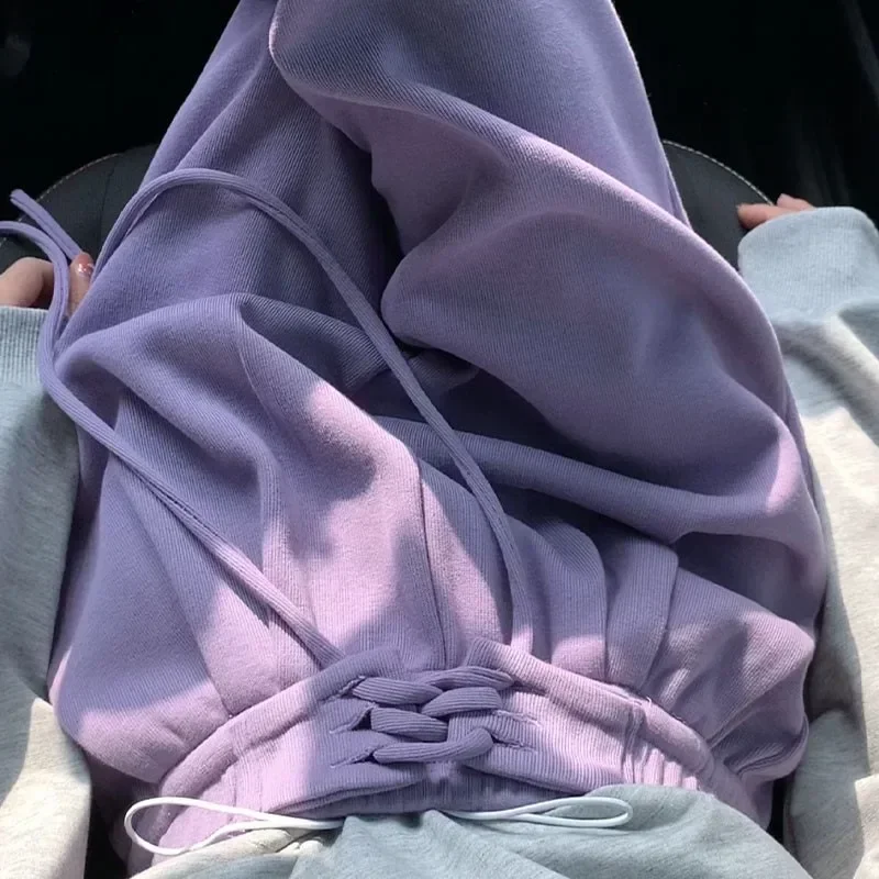 ربيع جديد Sweatpants النساء Y2k امرأة السراويل السوداء واسعة الساق السراويل الإناث فضفاضة عارضة أسفل Sweatpants الكورية