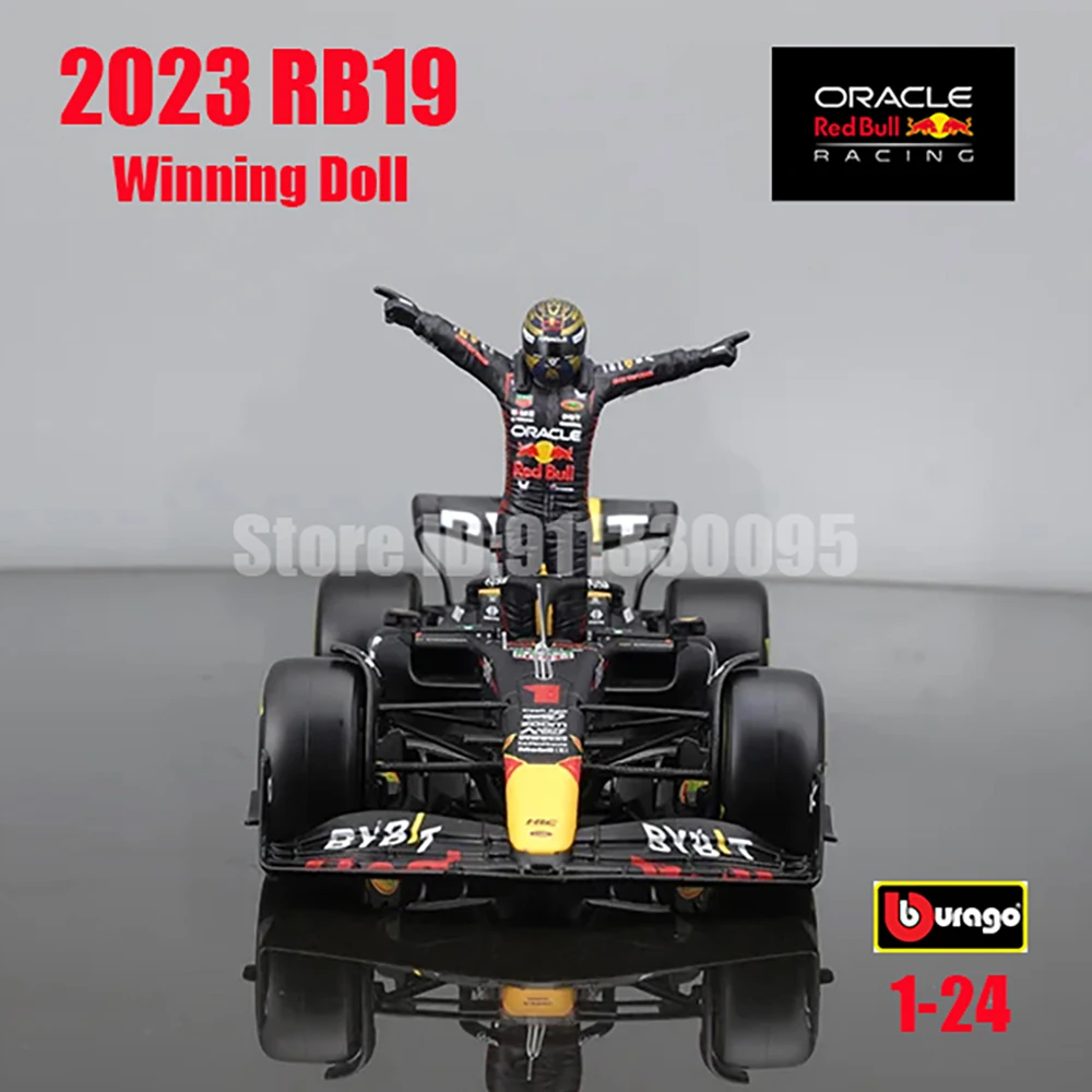 Bburago 1:24 F1 2023 rb19+Winning Doll # 1 Vestappan # 11 Perez Formula 1 Simulation Alloy Car Model Crafts Collection Toy Tools