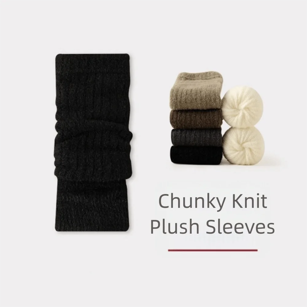 Long Wrist Arm Warmer Gloves Cold Proof Solid Color Warm Arm Sleeve Knitted Soft Stacked Fingerless Gloves Cold Weather