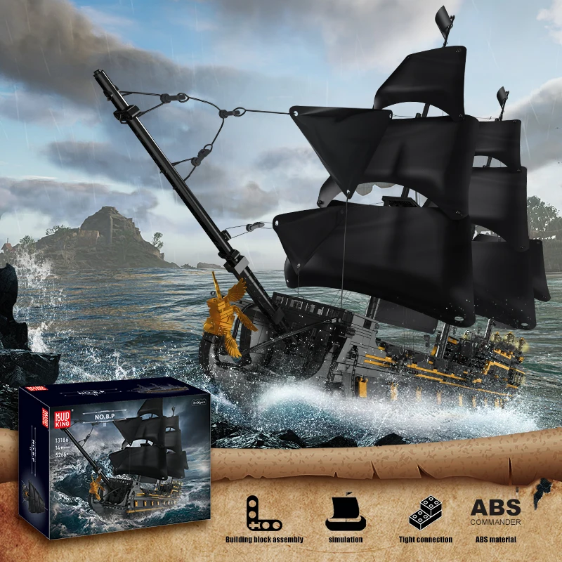 

Mould King 13186 Pirate Ship Toys The Big Black Pearl Building Block Assembly Pirate Ship Brick Set Kids Christmas Gift