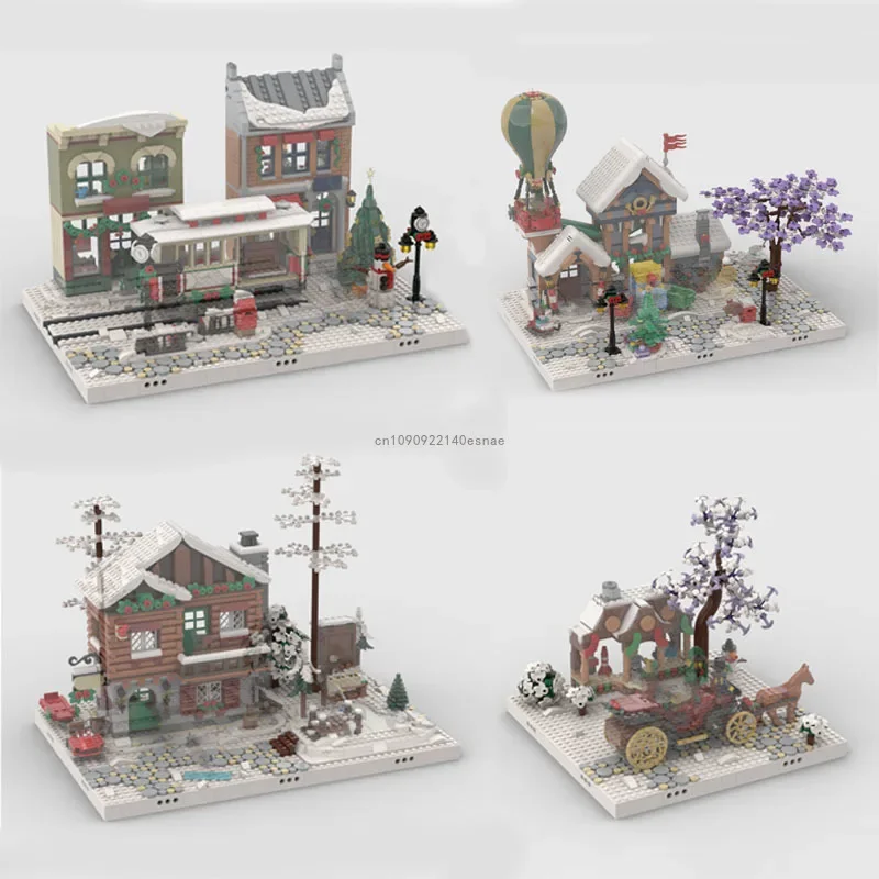 new Moc Winter Village - Display for Set Model DIY Building Blocks Bricks Toys for Kids Gifts Christmas Decorations