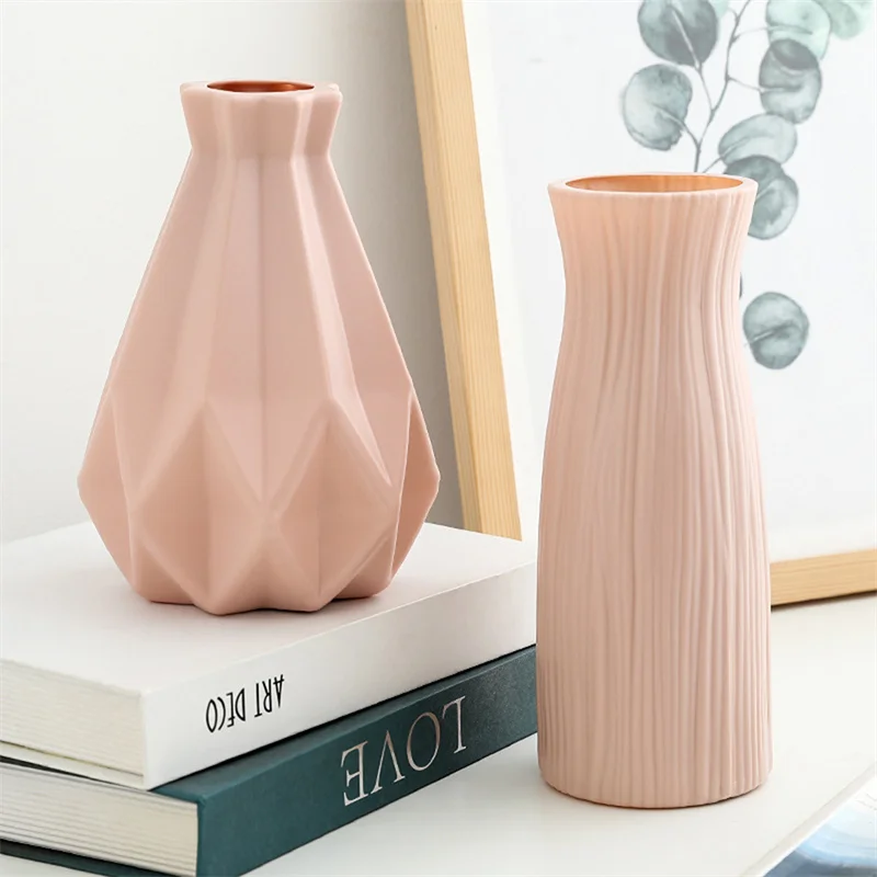 Vaso De Flor De Plástico Nórdico Moderno, Vaso De Flores, Cesta, Ornamento, Arranjo, Casa, Sala De Estar, Branco, Rosa, Azul