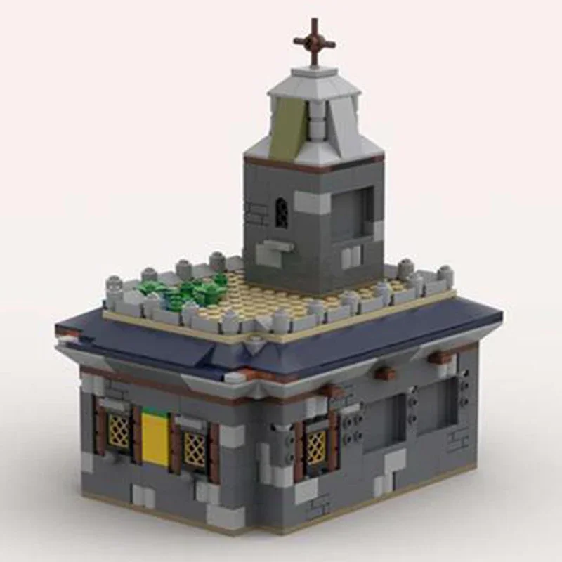 Moc Building Blocks Modular Street View Medieval Church Technical Bricks DIY Assembly Construction Toys For Child Holiday Gifts