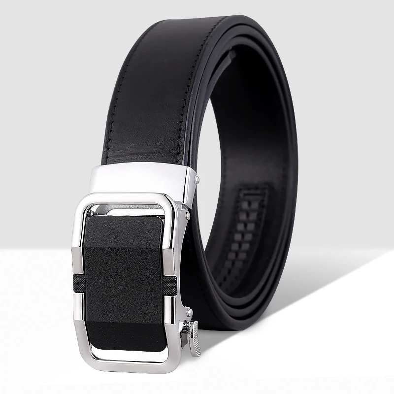 Business men's genuine leather belt frosted automatic alloy buckle belt