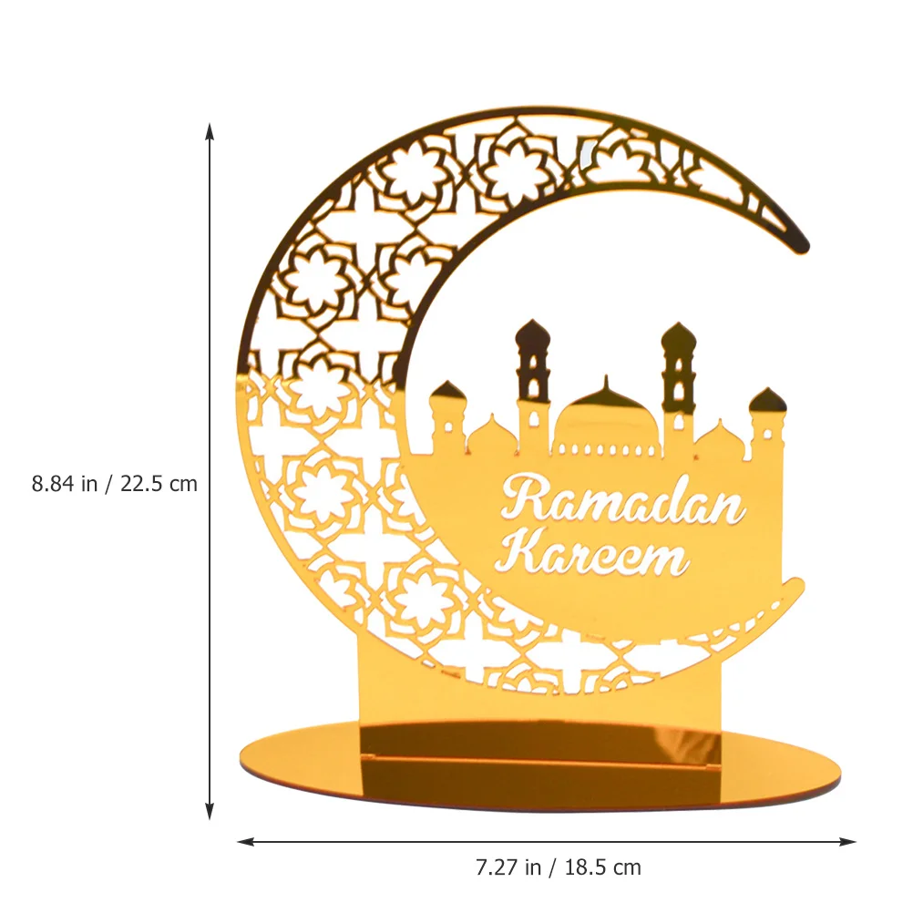 

Acrylic Eid Mubarak Desktop Decor Double-Sided Craft Ramadan Festival Table Ornament Muslim Holiday Party Supply