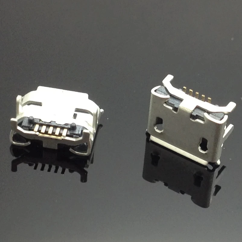 30pcs/lot 4 feet DIP 5P SMD Micro USB Connector V8 Port Charge Socket Micro USB Jack Big Horn