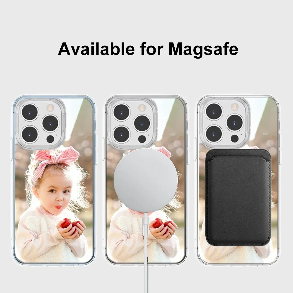 DIY Acrylic Wireless Charge Case for iPhone 16 15 14 13 12 Pro Max Plus Custom Photo Logo Cover Strong Magnetic Magsafe Shell